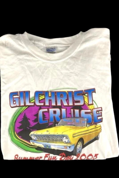 Gildan Men's XL Gilchrist Cruise 2005 T-Shirt White Heavy Cotton Summer Fun