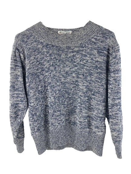 Miss Lea Women's Blue White Short Sleeve Pullover Sweater Size S Good Condition