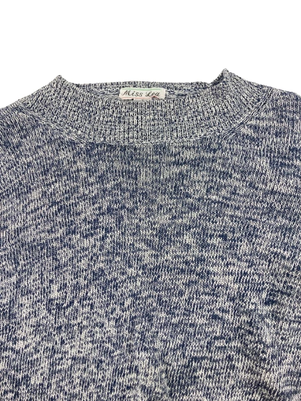 Miss Lea Women's Blue White Short Sleeve Pullover Sweater Size S Good Condition