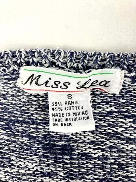 Miss Lea Women's Blue White Short Sleeve Pullover Sweater Size S Good Condition