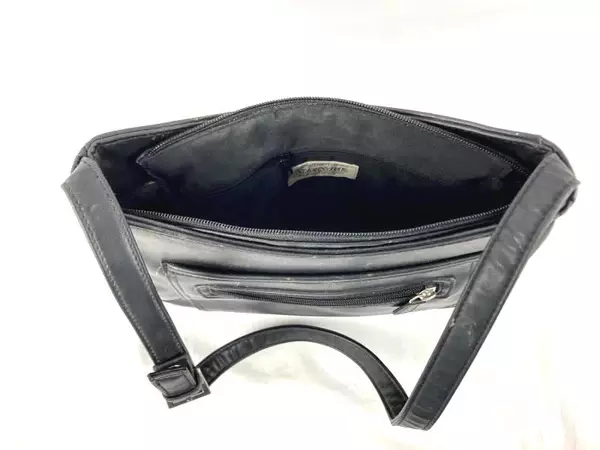 Vintage St John's Bay Black Faux Leather Shoulder Handbag Purse - Good Condition