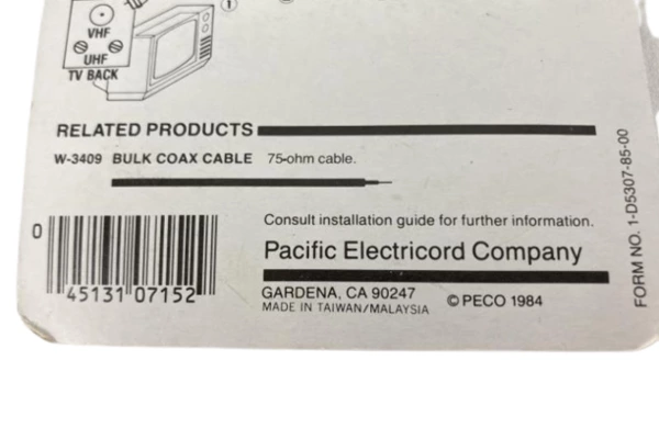 Lot of 3 Vintage Pacific Electricord 75-ohm F Plugs C-5307-2 Original Packaging