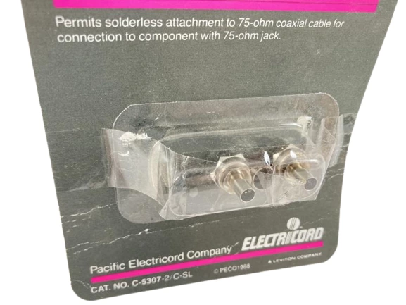 Lot of 3 Vintage Pacific Electricord 75-ohm F Plugs C-5307-2 Original Packaging