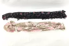 Lot of 2 Ecote Women's Floral Scarves Black & Pink Wraps - Good Condition