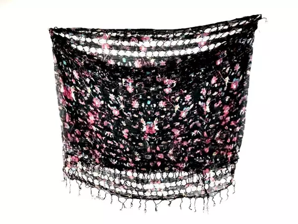 Lot of 2 Ecote Women's Floral Scarves Black & Pink Wraps - Good Condition