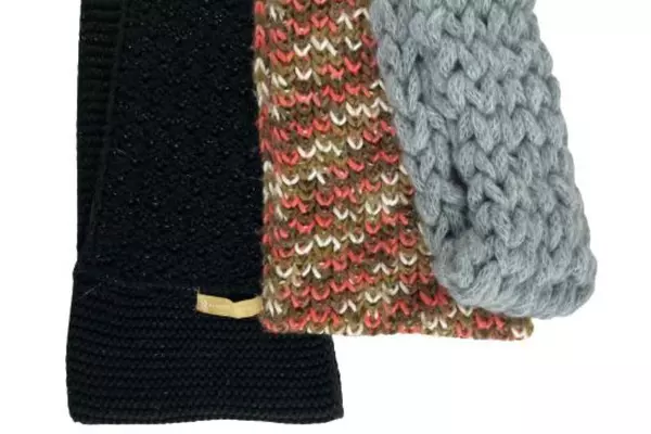 Lot of 3 Women's Cowl Scarves Blue Black Metallic Knit Wraps - Good Condition