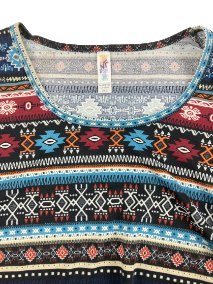 LulaRoe Women's XXS Blue Red Tribal Irma Tee Shirt Top