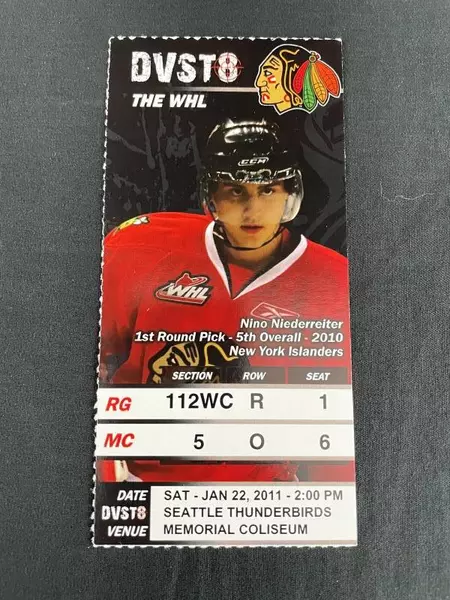 Portland Winterhawks Jan 2011 Ticket & Nino Niederreiter Bonus Photos