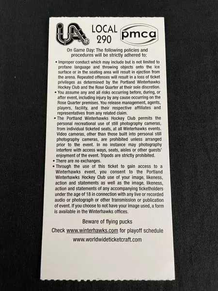 Portland Winterhawks Playoff Ticket & Bonus Photos Ty Rattie Pre-Owned