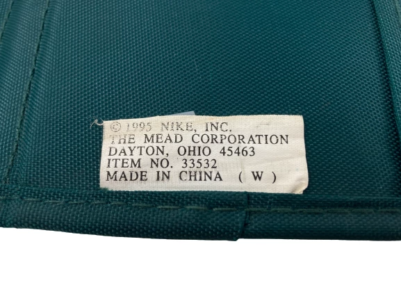 Vintage 1995 Mead Nike Swoosh Folder Keeper Green/Purple - Pre-Owned Collectible