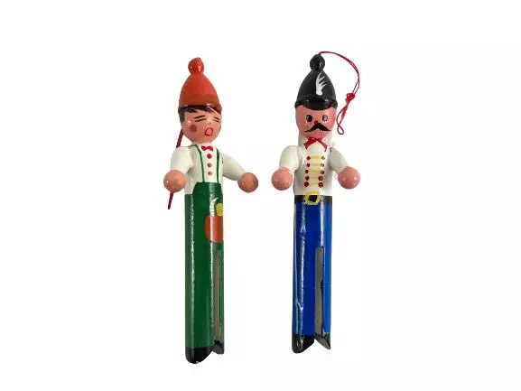 Handmade Wooden Christmas Ornaments Lot of 4 - Soldier Caroler Angel Decor