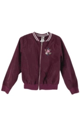 Beautees Girls Burgundy Jacket 6X Long Sleeve Floral Embroidery Coat