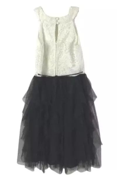 Speechless Size 6 Girls Dress White Black Mesh Rhinestones Sleeveless