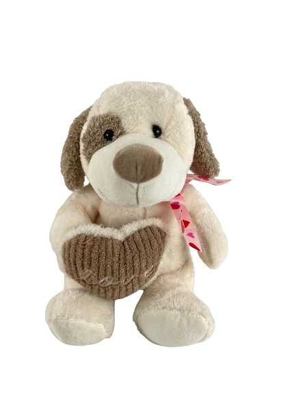 KellyToy 11" Beige & White Puppy Plush Toy with Heart - Pre-Owned