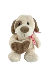 KellyToy 11" Beige & White Puppy Plush Toy with Heart - Pre-Owned