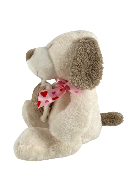 KellyToy 11" Beige & White Puppy Plush Toy with Heart - Pre-Owned