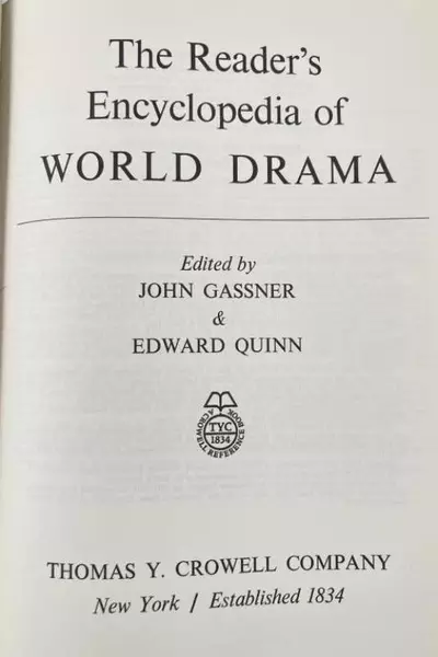 The Reader's Encyclopedia of World Drama by Gassner & Quinn HC Book 1969