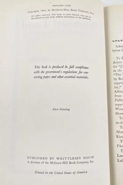 1945 Promised Land by Stewart H. Holbrook Hardcover McGraw-Hill Book