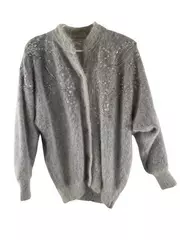 Vintage Sunil Fashions Women's XL Gray Mohair Jacket Embroidered Made in Korea