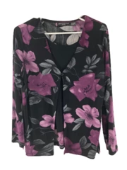 Vintage Impressions Lifestyle Purple Floral Twofer Top Women's Small Shirt