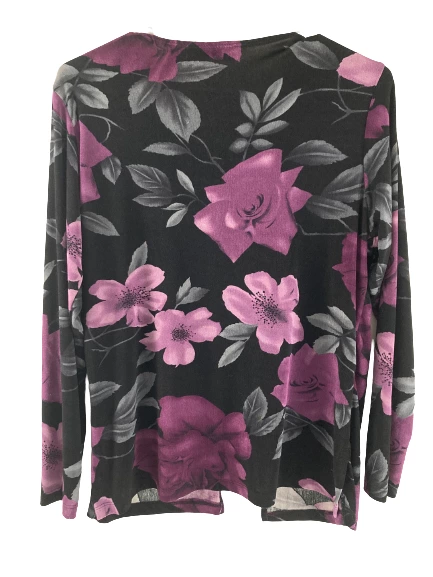 Vintage Impressions Lifestyle Purple Floral Twofer Top Women's Small Shirt