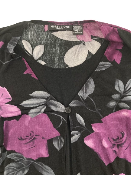Vintage Impressions Lifestyle Purple Floral Twofer Top Women's Small Shirt