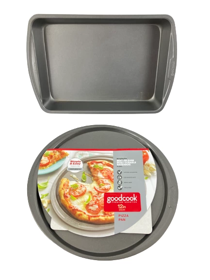 Lot of 2 Goodcook Nonstick Baking Sheets - Brownie Pan & Pizza Tray Set