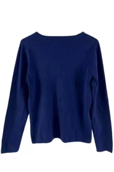 East 5th Women's Blue Knit Sweater Top M Long Sleeve Sequins Beading