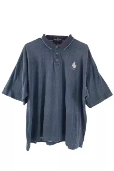 Mark Scot Collection Men's XL Polo Shirt Blue Gray Casual Top - Hole Present