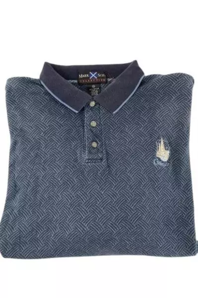 Mark Scot Collection Men's XL Polo Shirt Blue Gray Casual Top - Hole Present