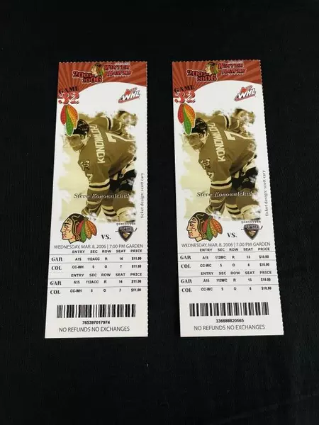 Lot of 2 Portland Winterhawks Tickets & Fan Photos 3/8/06 Steve Konowalchuk
