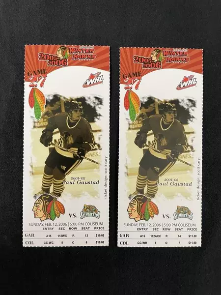 Lot of Portland Winterhawks Tickets & Photos Feb 2006 Paul Gaustad Collectibles
