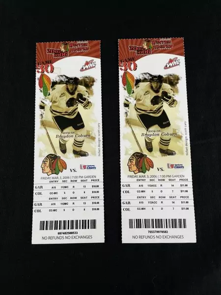 Lot of 2 Portland Winterhawks Tickets March 2006 + Bonus Game Photos