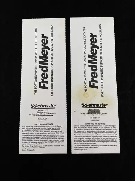 Lot of 2 Portland Winterhawks Tickets March 2006 + Bonus Game Photos