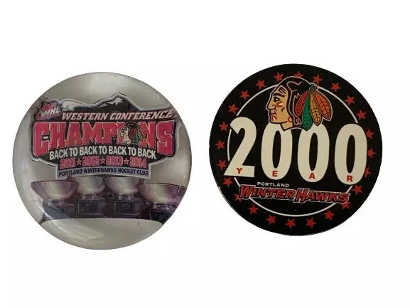 Lot of 2 Portland Winterhawks Hockey Magnets - Good Pre-Owned Condition