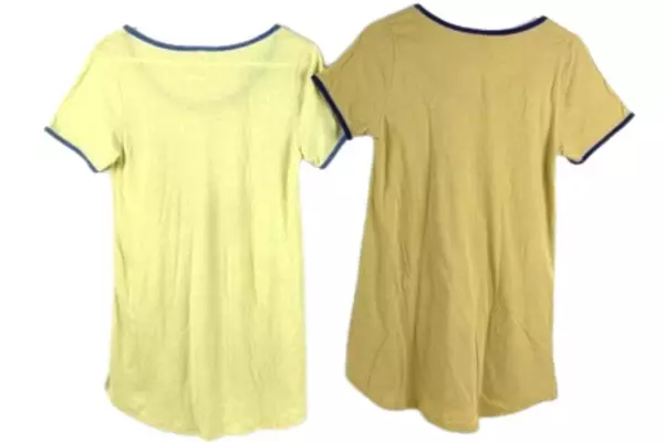 Lot of 2 LulaRoe Irma Tops Women's Small Yellow Blue Short Sleeve Shirts