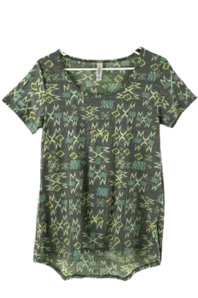 Lot of 2 LuLaRoe Irma Tops Size S Short Sleeve Neon Geometric Patterns