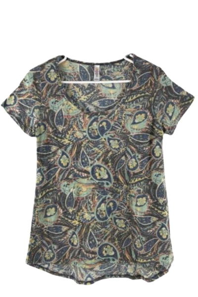 Lot of 2 LuLaRoe Irma Tops Size S Short Sleeve Neon Geometric Patterns