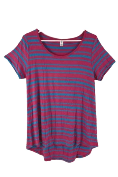 Lot of 2 LuLaRoe Women's Tops Size S Pink Blue Striped Floral Casual Wear