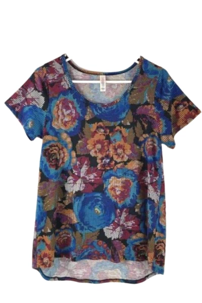 Lot of 2 LuLaRoe Irma Tops Shirts Sz Sm Short Sleeve Multicolor Geometric