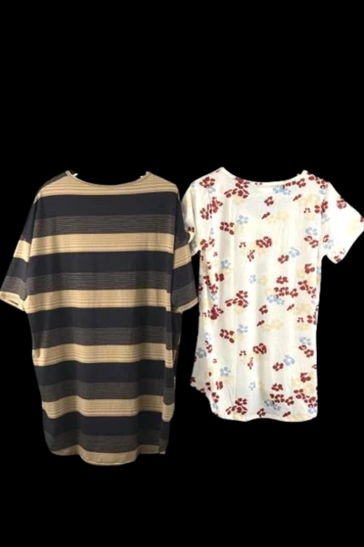 Lot of 2 LulaRoe Women's Size Small Floral & Striped Short Sleeve Tops