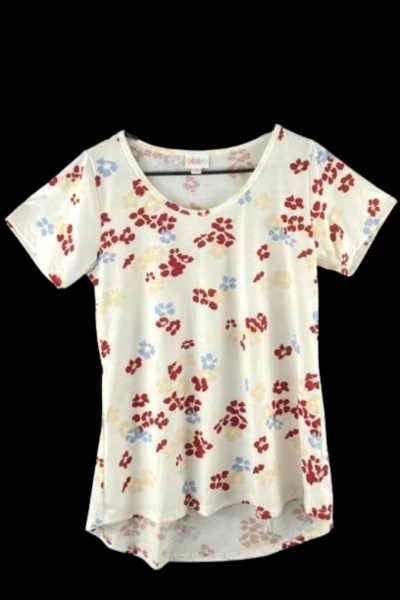 Lot of 2 LulaRoe Women's Size Small Floral & Striped Short Sleeve Tops