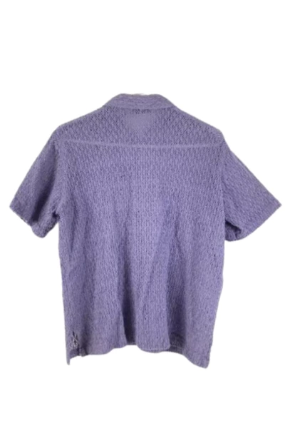 Sara Morgan Haband Women's XLP Purple Crochet Short Sleeve Top Shirt Good Cond