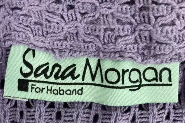 Sara Morgan Haband Women's XLP Purple Crochet Short Sleeve Top Shirt Good Cond