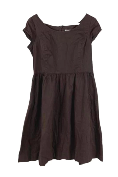 Isaac Mizrahi Dress Women's Size 12 Short Cap Sleeve Brown Cinched Waist