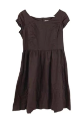 Isaac Mizrahi Dress Women's Size 12 Short Cap Sleeve Brown Cinched Waist