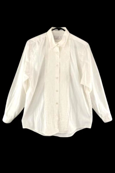 Vtg Portraits By Northern Isles Women's Top Size 8 White Accordion Embroidery