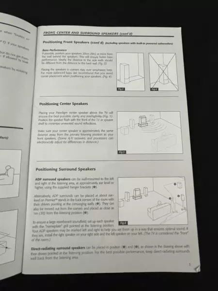 Paradigm OM100 Speaker Instruction Manual - Vintage - Good Condition