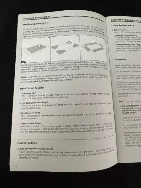 Paradigm OM100 Speaker Instruction Manual - Vintage - Good Condition