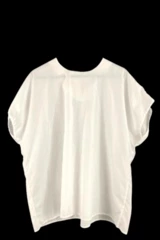 Vintage Orare Women's 2X White Chiffon Sheer Top, Short Sleeves, Stain